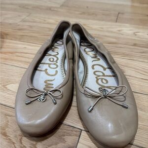 Sam Edelman Tan Leather Ballet Flats with Bow Detail
